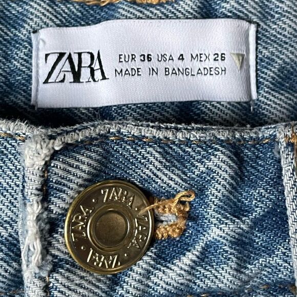 Zara Light Wash Very Distressed 100% Ecologically Grown Cotton Jeans (Size: 4) - Picture 6 of 15